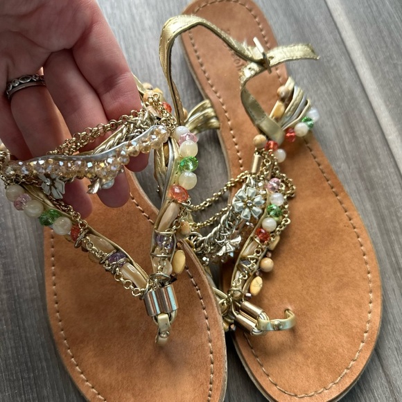 Zigisoho Gold Beaded Sandals - Picture 3 of 6